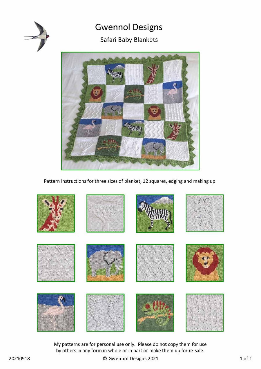 Safari Baby Blankets PDF Knitting Pattern