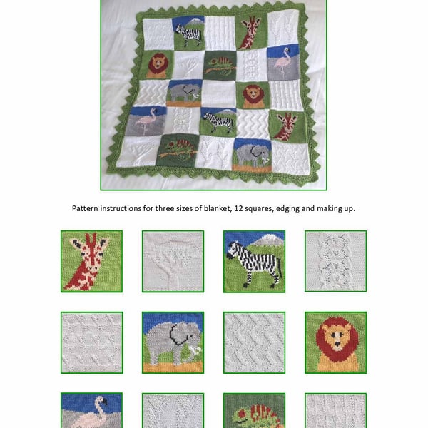 Safari Baby Blankets PDF Knitting Pattern