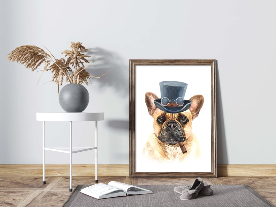 French bulldog print, cute bulldog poster, gift for bulldog lovers
