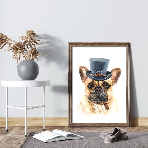 French bulldog print, cute bulldog poster, gift for bulldog lovers