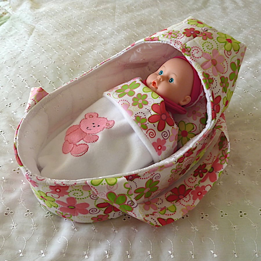 Small Doll's Carrycot with Free Doll