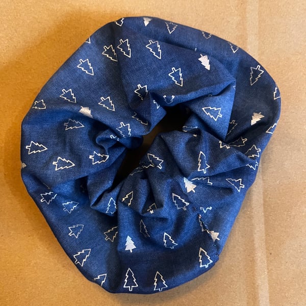 Large blue Christmas tree scrunchie 