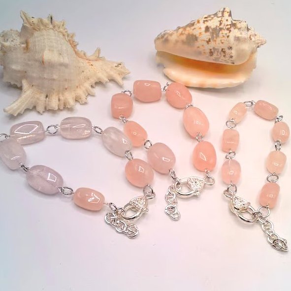 Rosary Style Rose Quartz Nugget Beads Bracelet, Summer Bracelet, Gift for Her
