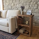 Handmade Rustic Solid Wood Sofa Side End Table with Shelf - Reclaimed - Recycled