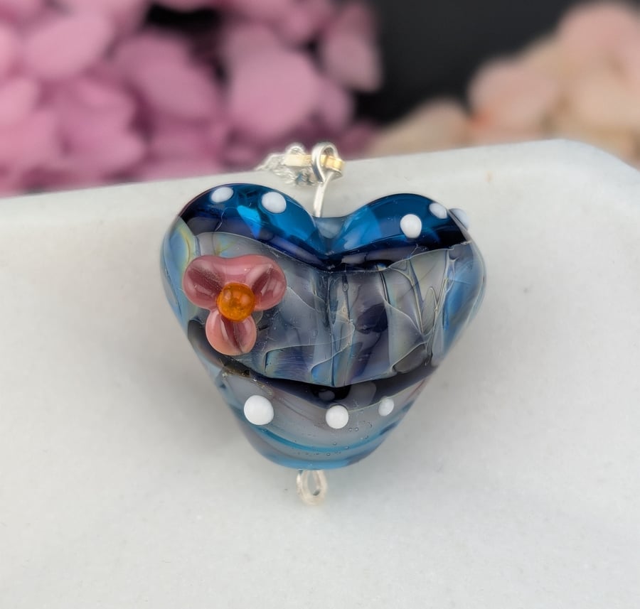 Mystic Blue Heart Pendant