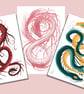 A4 Wyrm Dragon high quality art prints digital watercolour