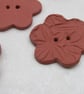 5 Mixed Terracotta Ceramic Flower Buttons - Image 3