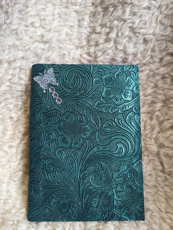 Green embossed leather effect covered Journal 