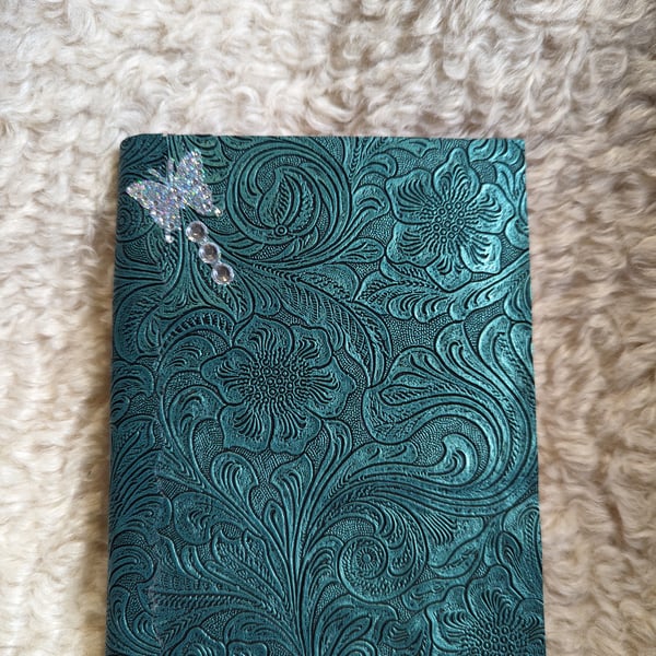 Green embossed leather effect covered Journal 