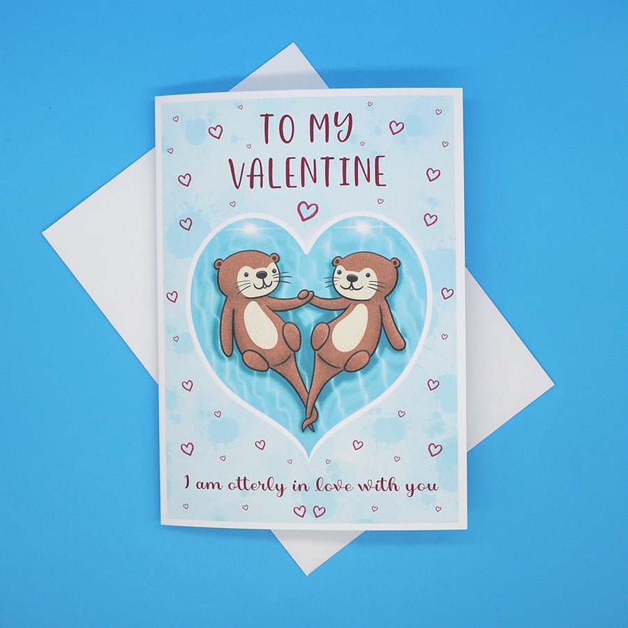 I am Otterly in Love With You Valentine's Day Card - Free P&P