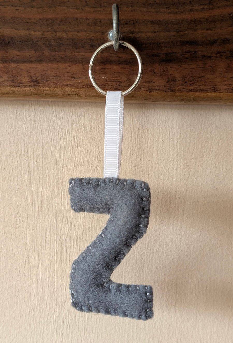Handmade felt alphabet letter keyring Z