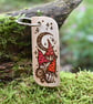 Fungi under the moon. Pyrography key ring. - Image 1