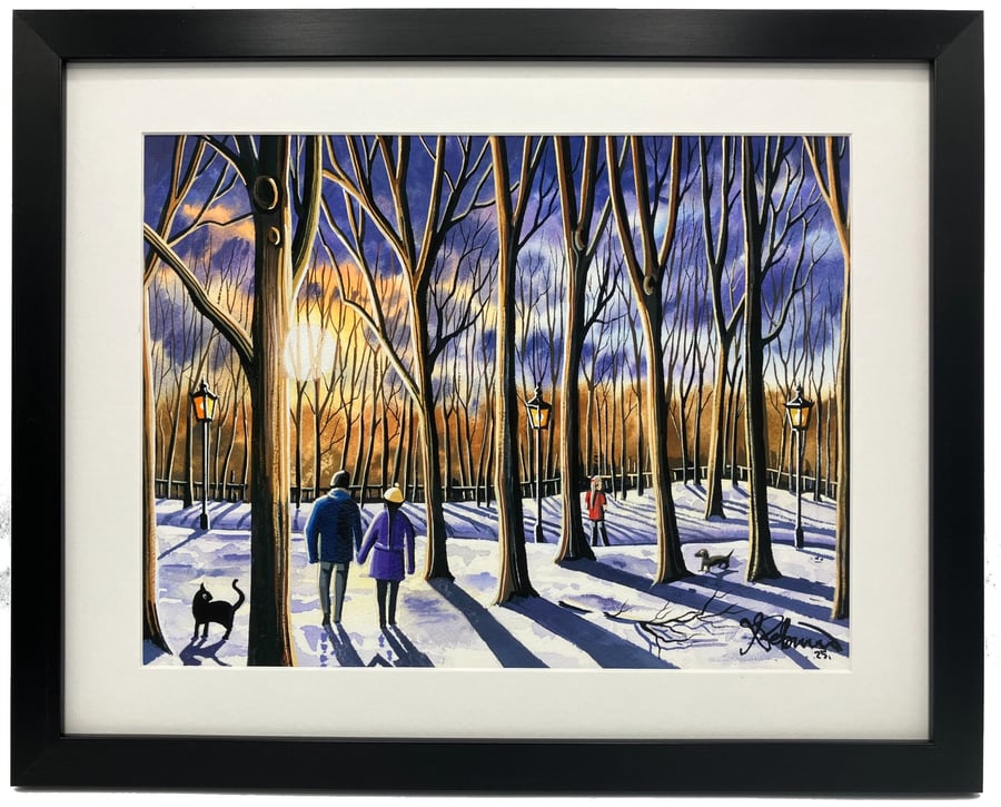 Cambridge Parkland Winter Snow Scene Framed & Unframed Fine Art Print Gift