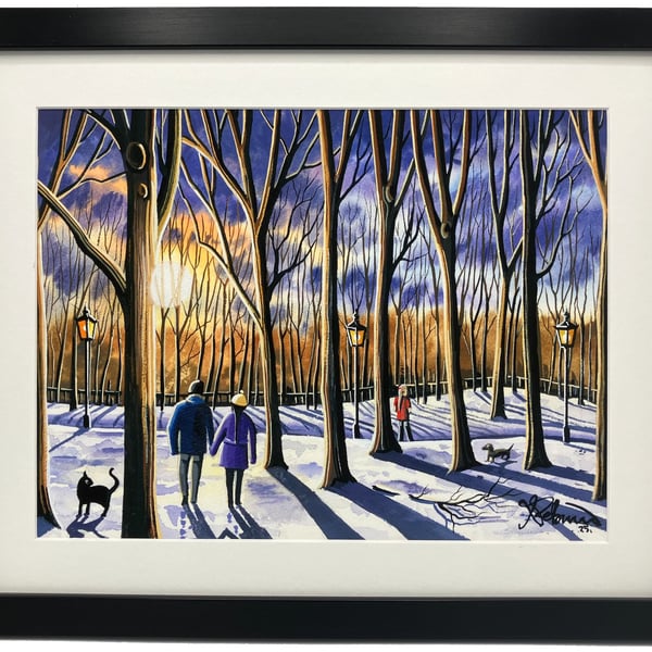 Cambridge Parkland Winter Snow Scene Framed & Unframed Fine Art Print Gift