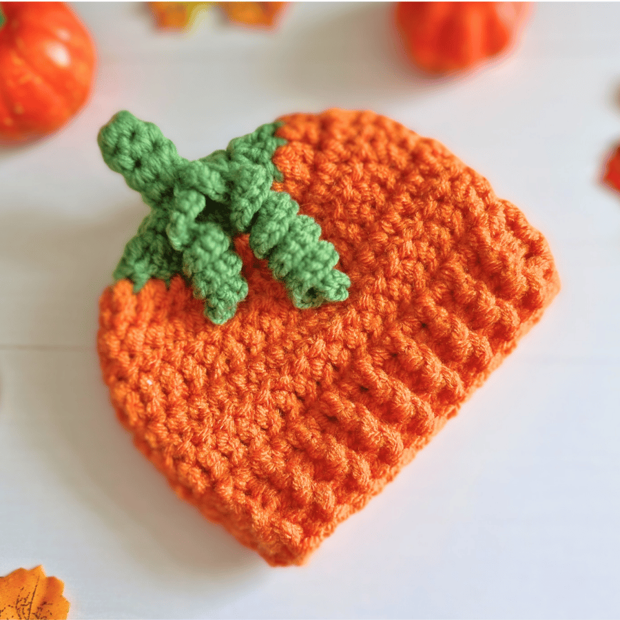 Handmade Crochet Pumpkin Baby Hat – Newborn to 6 Months – Autumn Gift