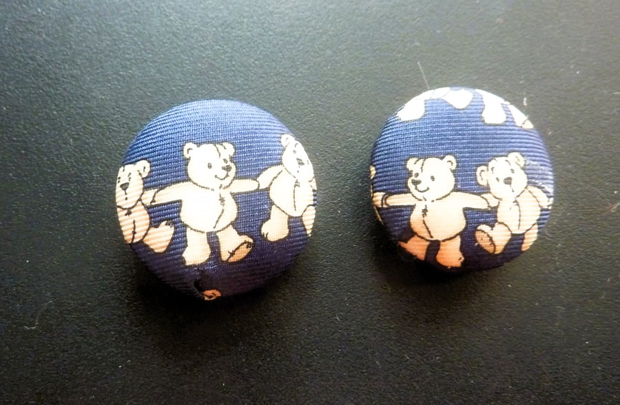 4 Buttons Chorus Line Dancing Teddy Bears Unique Handmade Pure Silk 25mm