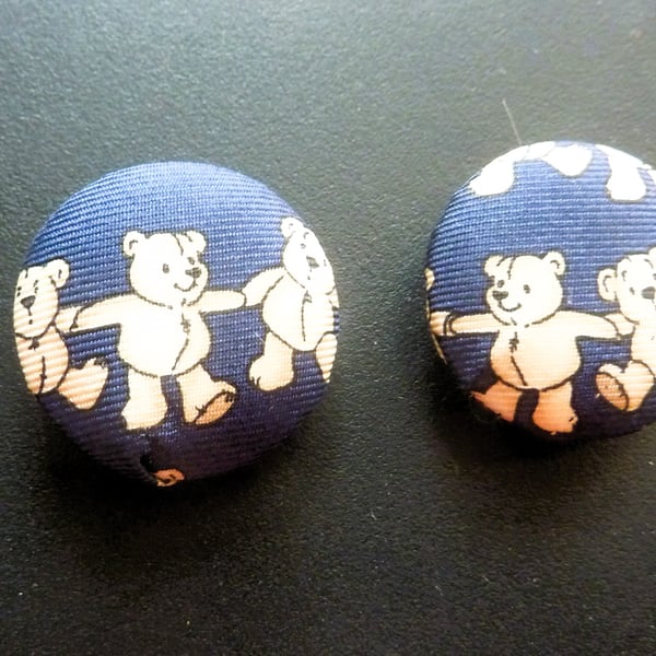 4 Buttons Chorus Line Dancing Teddy Bears Unique Handmade Pure Silk 25mm
