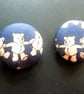 4 Buttons Chorus Line Dancing Teddy Bears Unique Handmade Pure Silk 25mm - Image 1