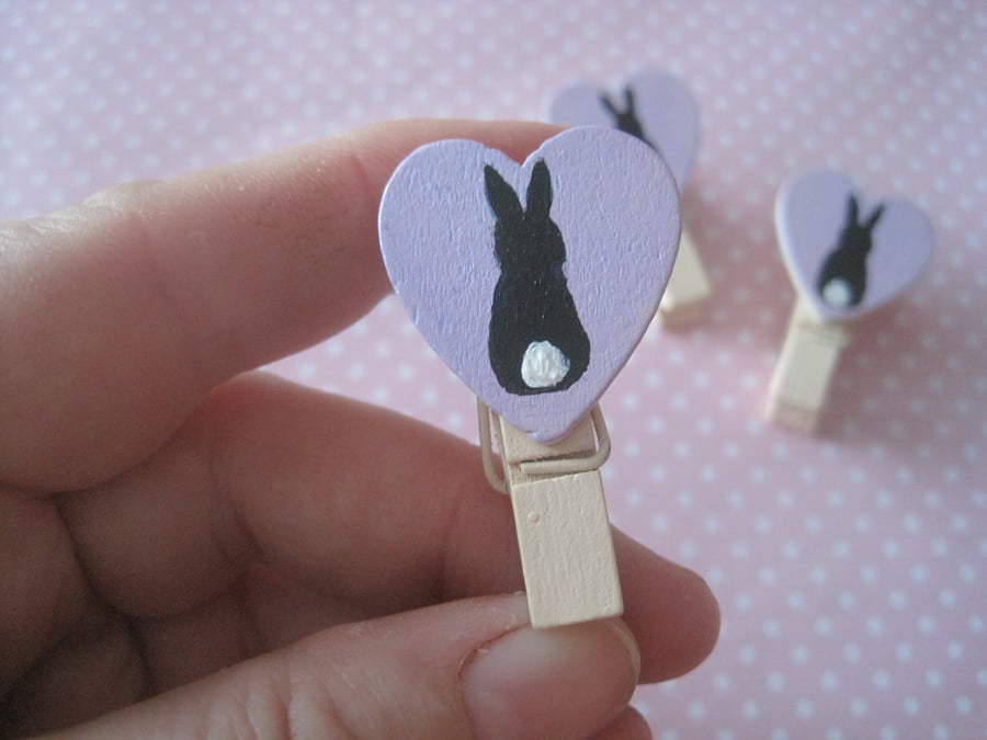 Mini Pegs with Black Bunny Rabbits