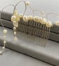 Decorative Ivory Cultured Pearl & Shell Pearl Flower Floral Hair Comb  - Image 2