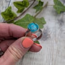 Sterling Silver Mohave Turquoise Stamped Ring - UK Size N - JBJ4030