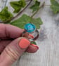 Sterling Silver Mohave Turquoise Stamped Ring - UK Size N - JBJ4030