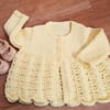Hand Knitted Lemon Matinee Cardigan 0-6 months