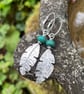 Silver and turquoise feather earrings - Image 8