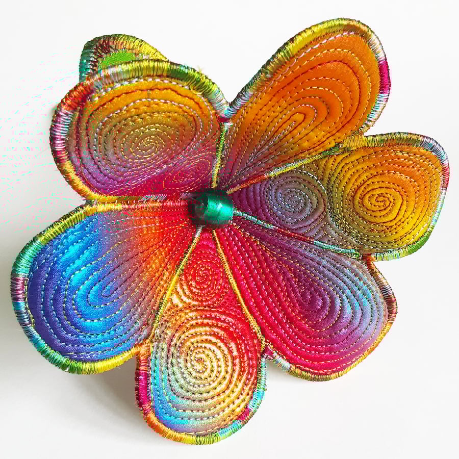 Rainbow Textile Art Flower