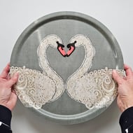 Swans melamine tray, 13th Wedding Anniversary, Lace Anniversary, Wedding present