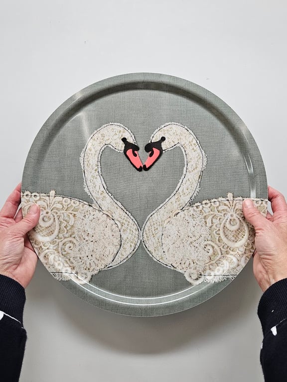 Swans melamine tray, 13th Wedding Anniversary, Lace Anniversary, Wedding present