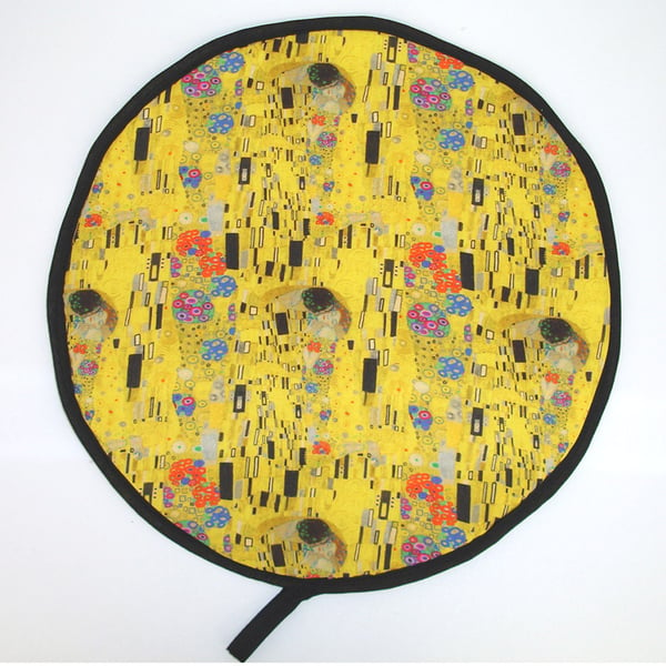 Aga Hob Lid Mat Pad Round Cover Gustav Klimt The Kiss Yellow Art Nouveau