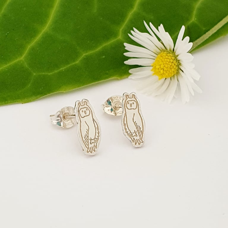 Owl Stud Earrings (Sterling Silver)