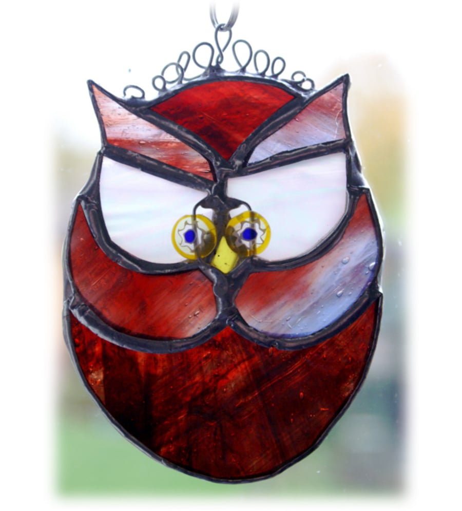 SOLD Owl Suncatcher Stained Glass Handmade Bird Small