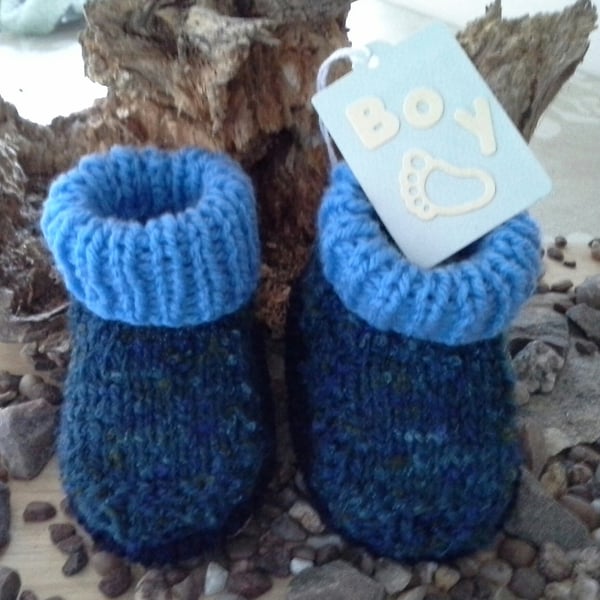 Baby Boys Aran Winter Booties with wool 0-3 months size