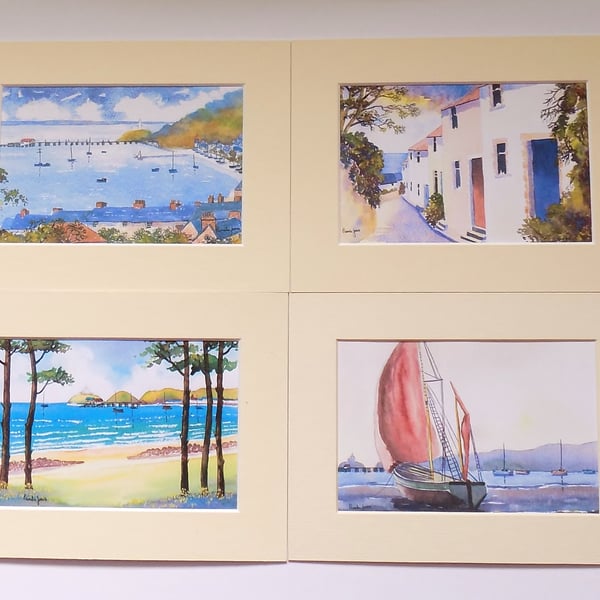 Mumbles, Scenes, Watercolour Prints, Set of 4, in 8 x 6 Mounts