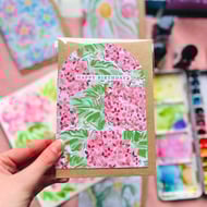 Pink Hydrangea Flower Birthday Card, Eco Friendly Cards