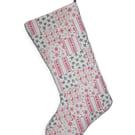Scandi style cotton patchwork stocking, postage included