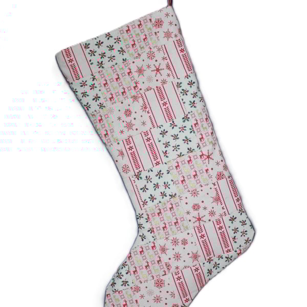 Scandi style cotton patchwork stocking, postage included