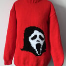 Ghost Face Hand Knitted Goth Sweater Bexknitwear