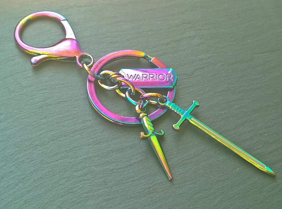 Warrior Inspirational Rainbow Plated Keyring (13)