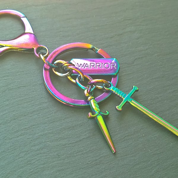 Warrior Inspirational Rainbow Plated Keyring (13)