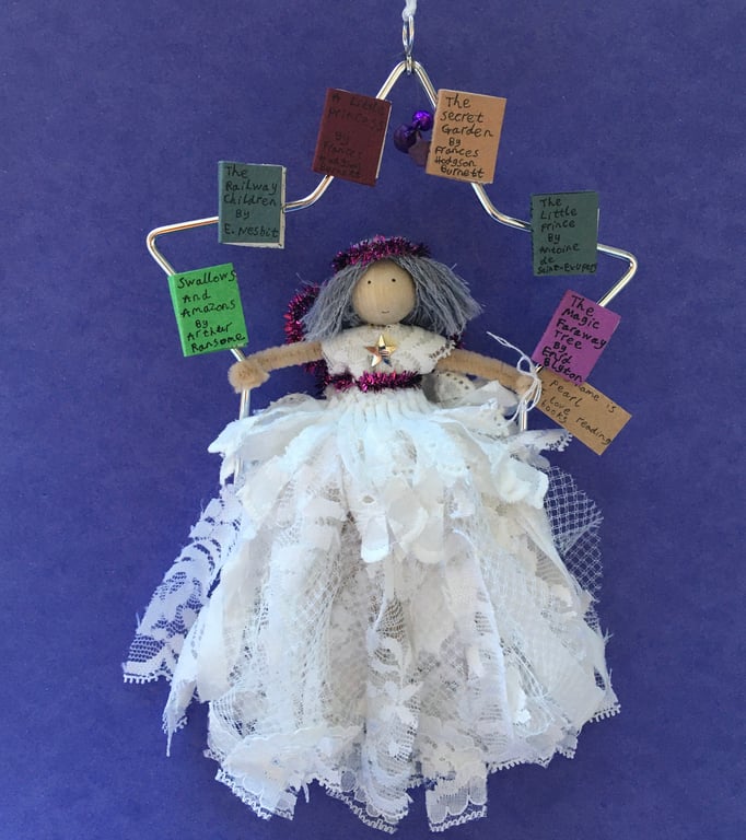 Book Angel In A Star Hanging Decoration, Book Lover Gift