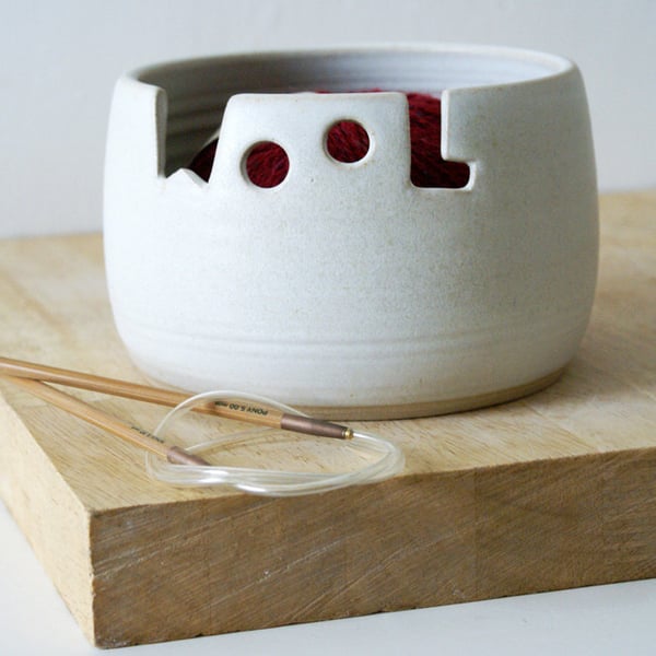 Made to order - The 'wool' yarn bowl, hand thrown custom pottery yarn bowl