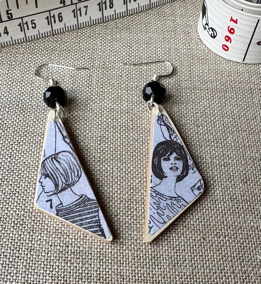 Upcycled wood earrings - dressmaking