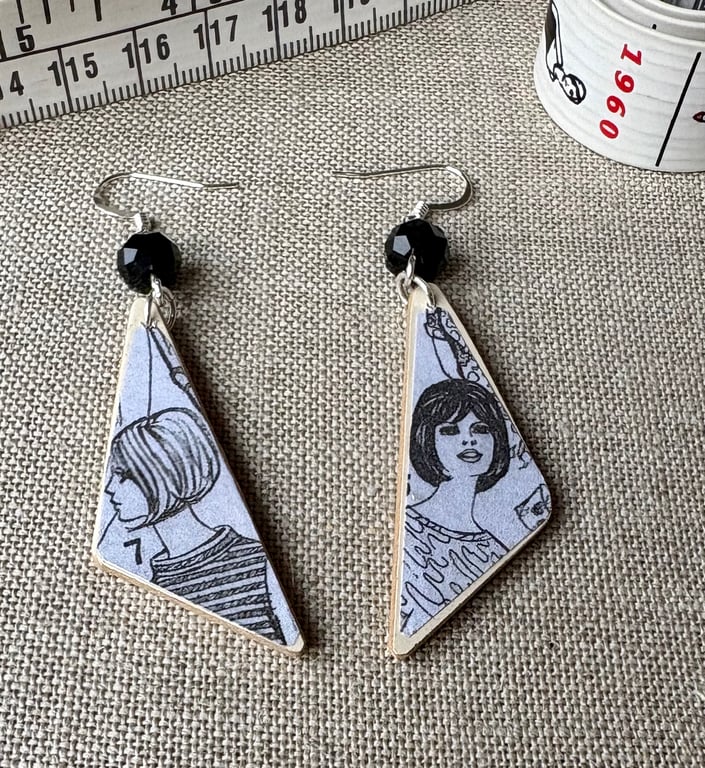 Upcycled wood earrings - dressmaking