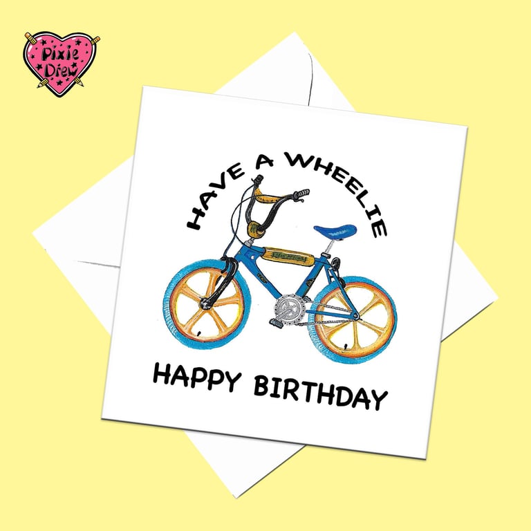 Bmx burner bicycle birthday card