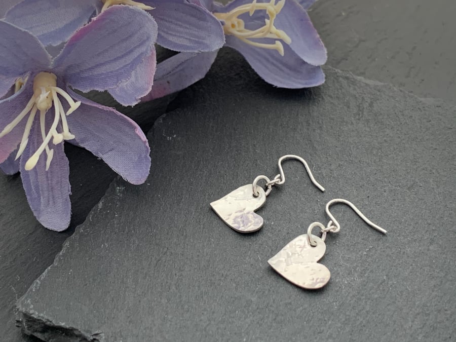 Sterling silver heart drop earrings 