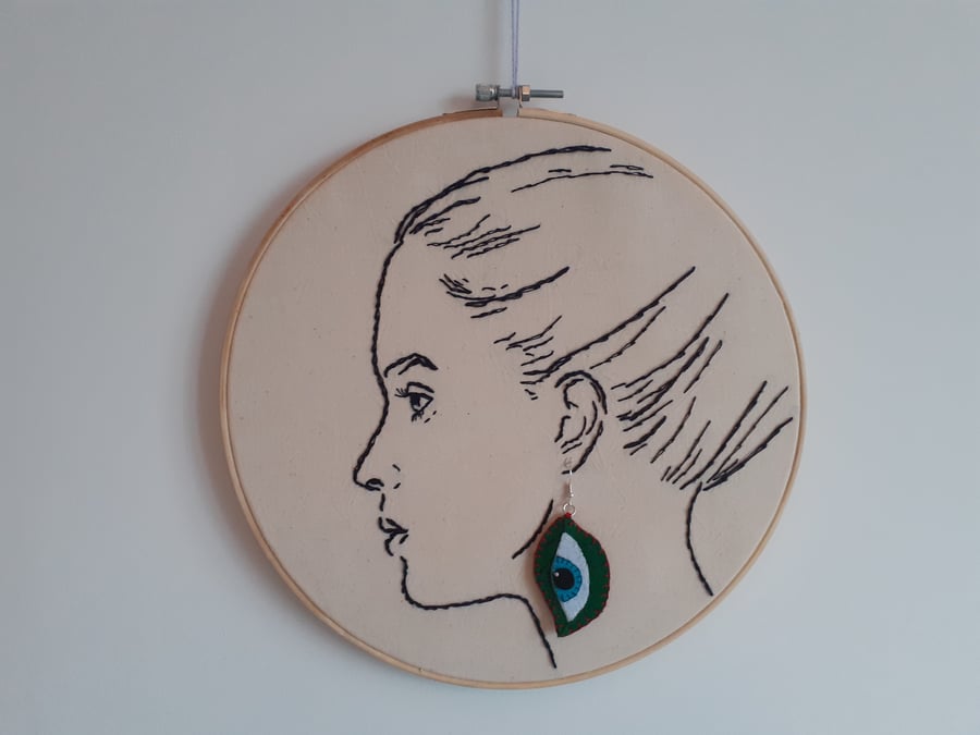 Eye on Leaf Felt Earrings