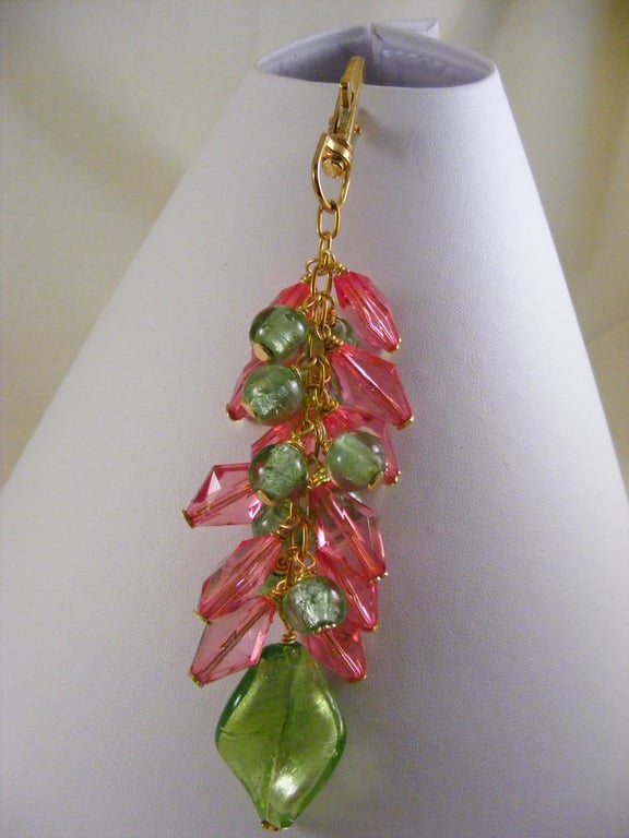 Fuchsia and Green Bag Charm
